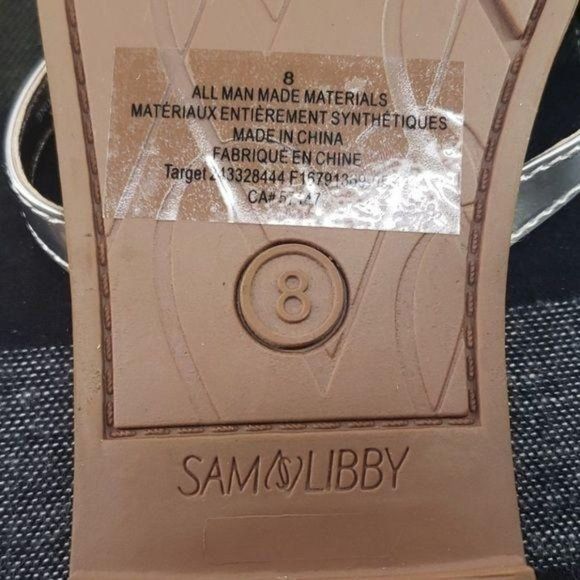 Sam and Libby Silver Thong Low Heel Snakeskin Sandals Flip Flops Size 8 - Picture 6 of 7